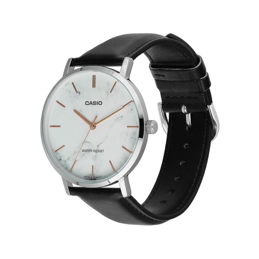 Casio MTP-VT01LM-7AUDF A2352 | Enticer Men Quartz White Dial Analog Leather Watch