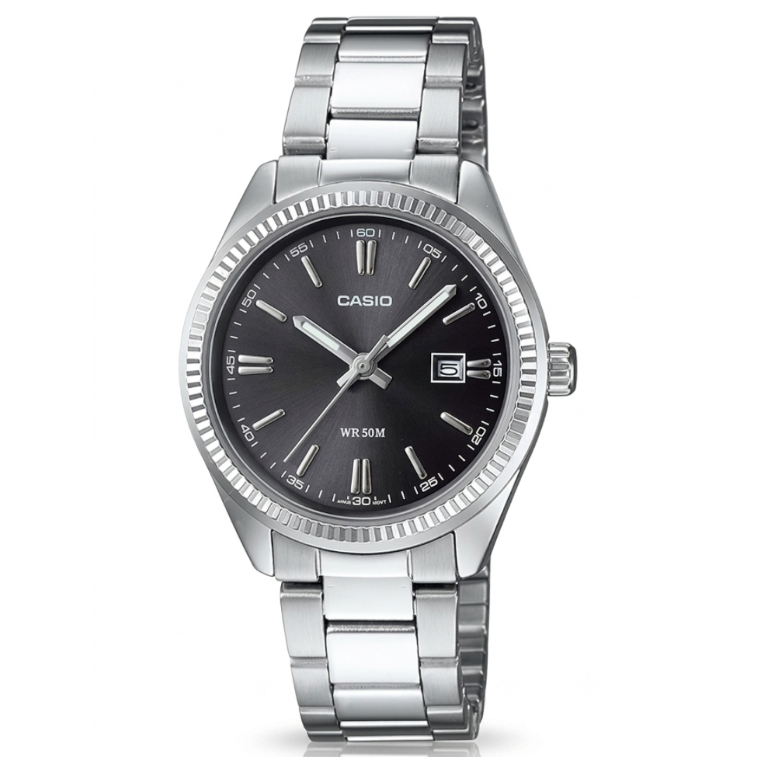 Casio LTP-1302D-1A1VDF A1535 | Enticer Women Quartz Black Dial Analog Stainless Steel Watch
