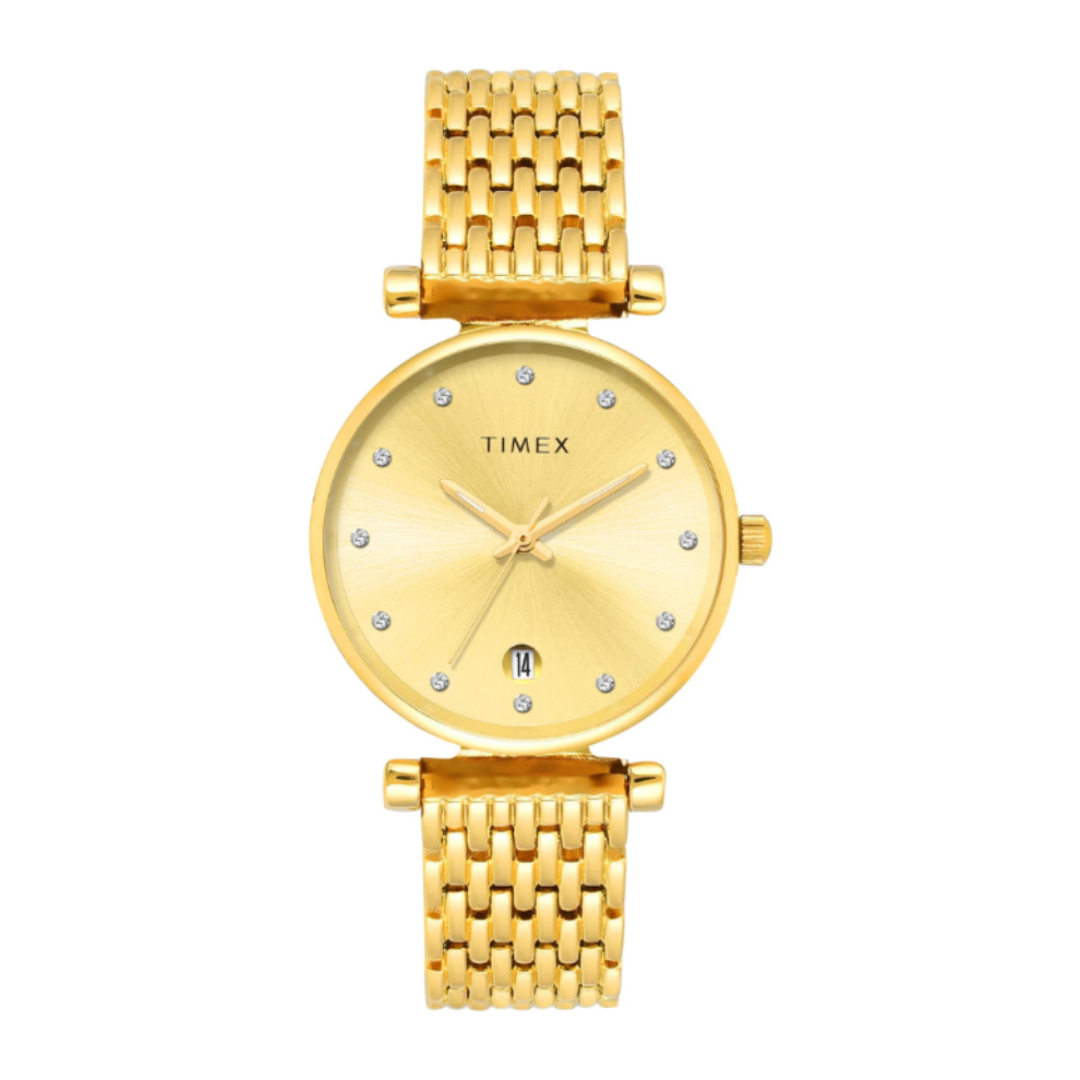 Timex TWEL21600 | Timex Trendline Round 33mm Champagne Dial Analog Women Watch