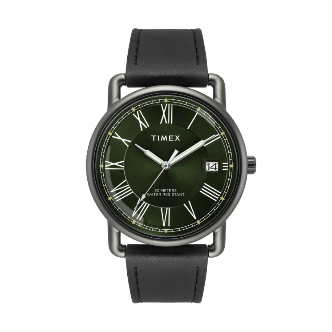 Timex TWEG25602 | Trendline Men Quartz Green Dial Analog Leather Watch.