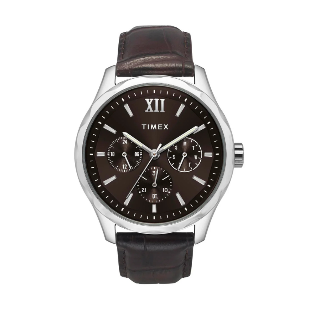 Timex TW0TG7633 | Signio Men Quartz Dial Multi-Function Leather Watch.