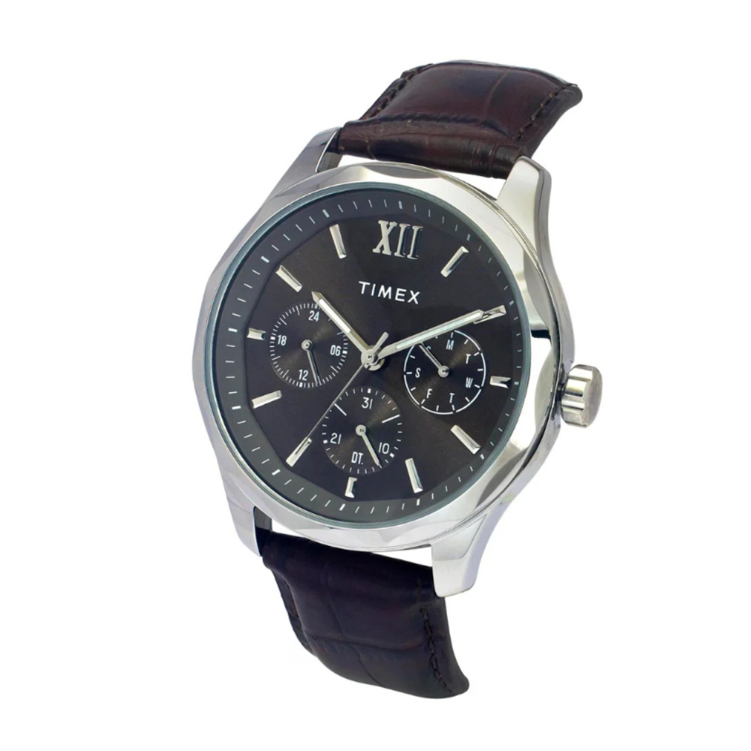 Timex TW0TG7633 | Signio Men Quartz Dial Multi-Function Leather Watch.