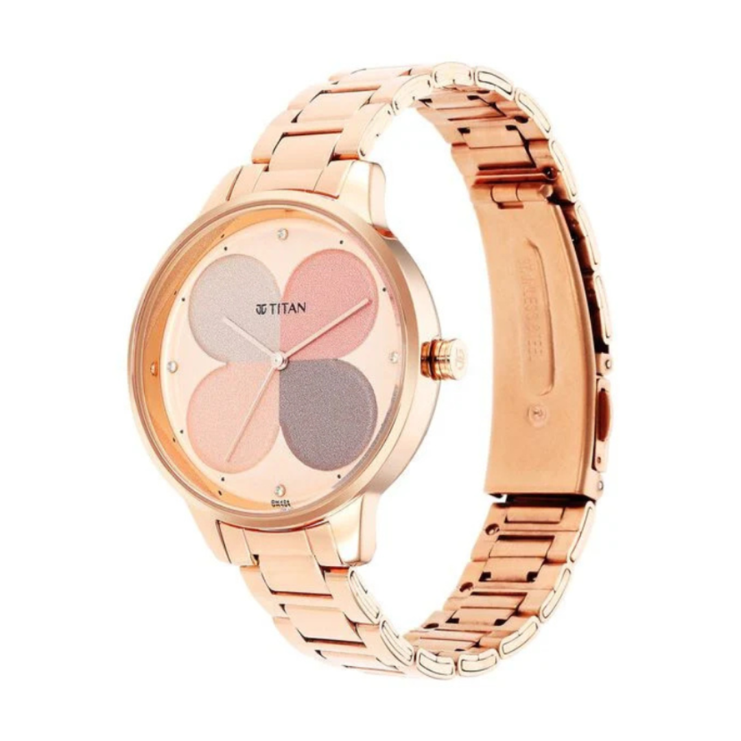 Titan 2648WM02 | Titan Purple Glam It Up Quartz Analog Multicoloured Dial Rose Gold Stainless Steel Strap Watch For Women