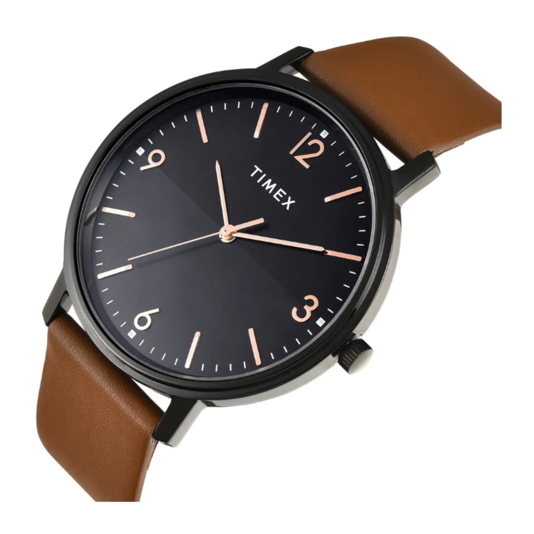 Timex TW0TG8031 | Trendline Men Quartz Black Dial Analog Leather Watch