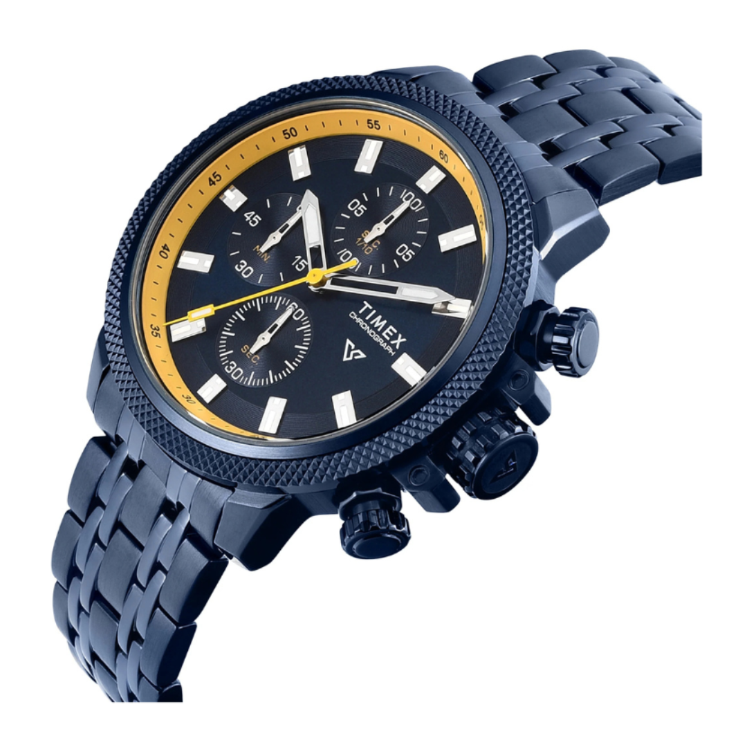 Timex TWEG35102 | Timex Vector Round 46mm Blue Dial Analog Men Watch.