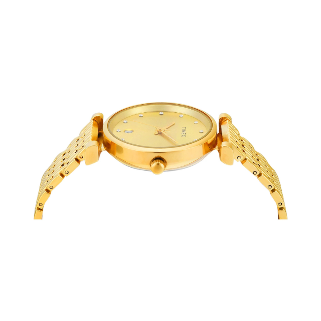 Timex TWEL21600 | Timex Trendline Round 33mm Champagne Dial Analog Women Watch