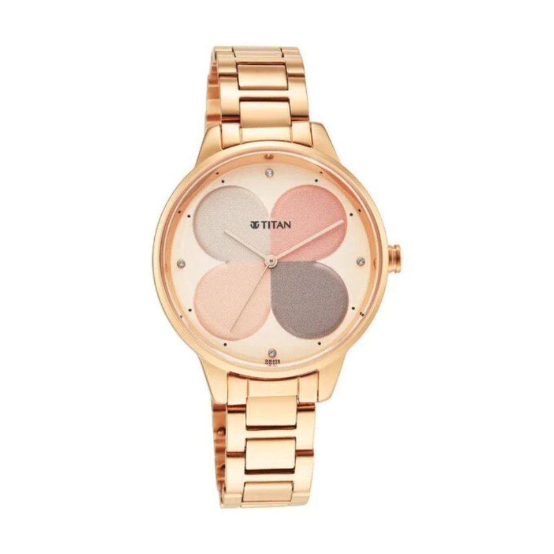 Titan 2648WM02 | Titan Purple Glam It Up Quartz Analog Multicoloured Dial Rose Gold Stainless Steel Strap Watch For Women