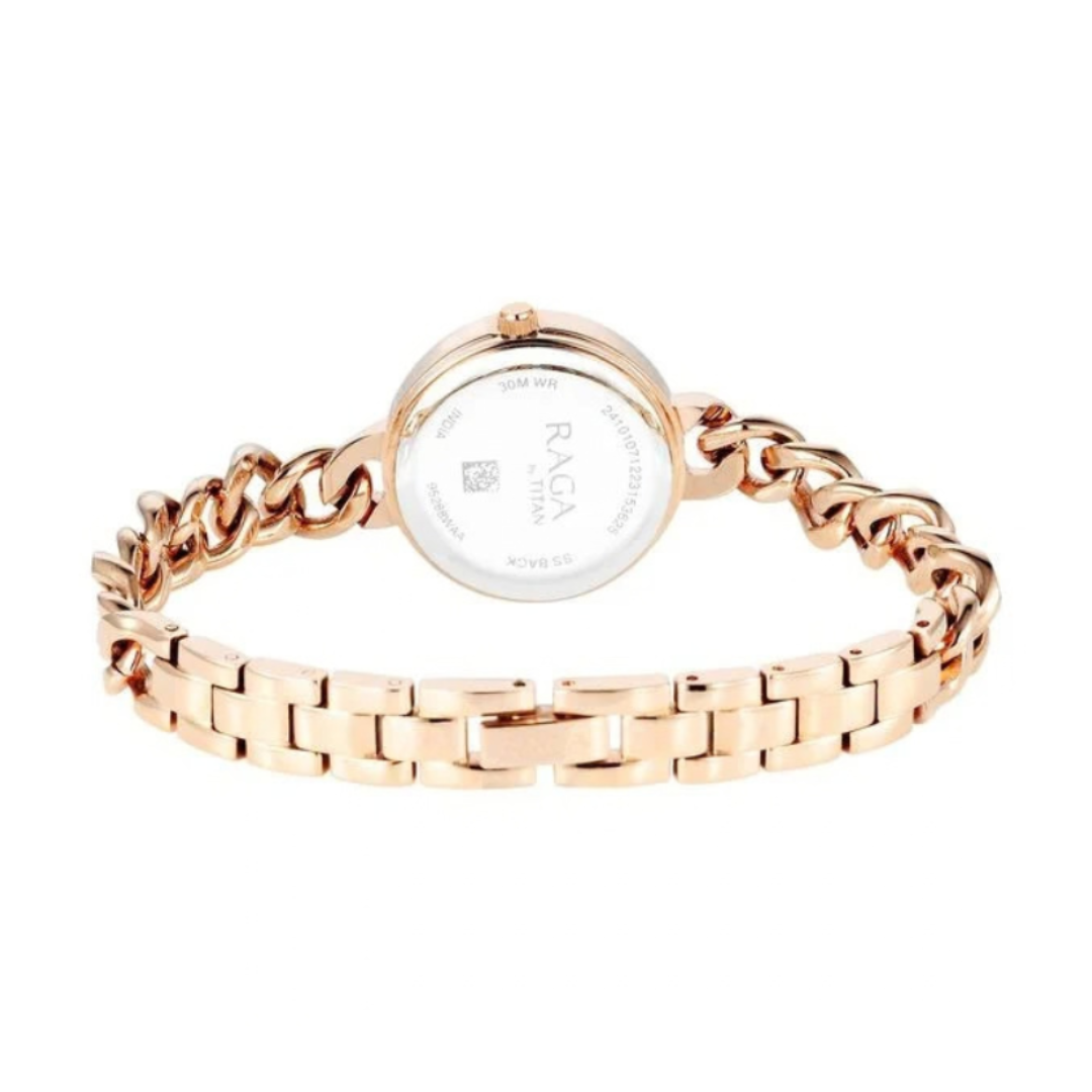 Titan 95288WM01 | Titan Raga Showstopper Quartz Analog Rose Gold Round Dial Rose Gold Metal Strap Watch For Women