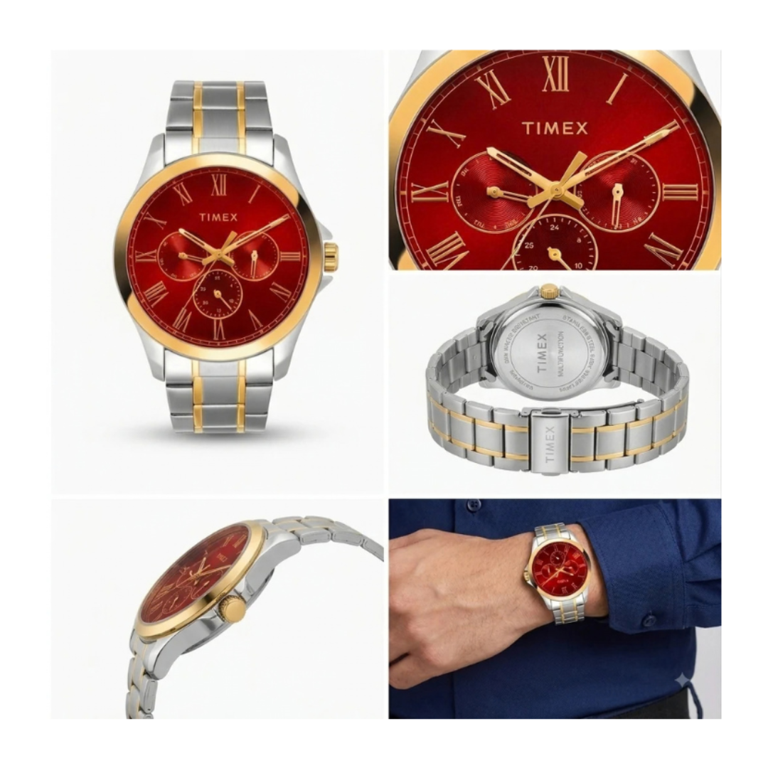 Timex TW000X145 | Timex Men's Multifunction Red Dial Watch.