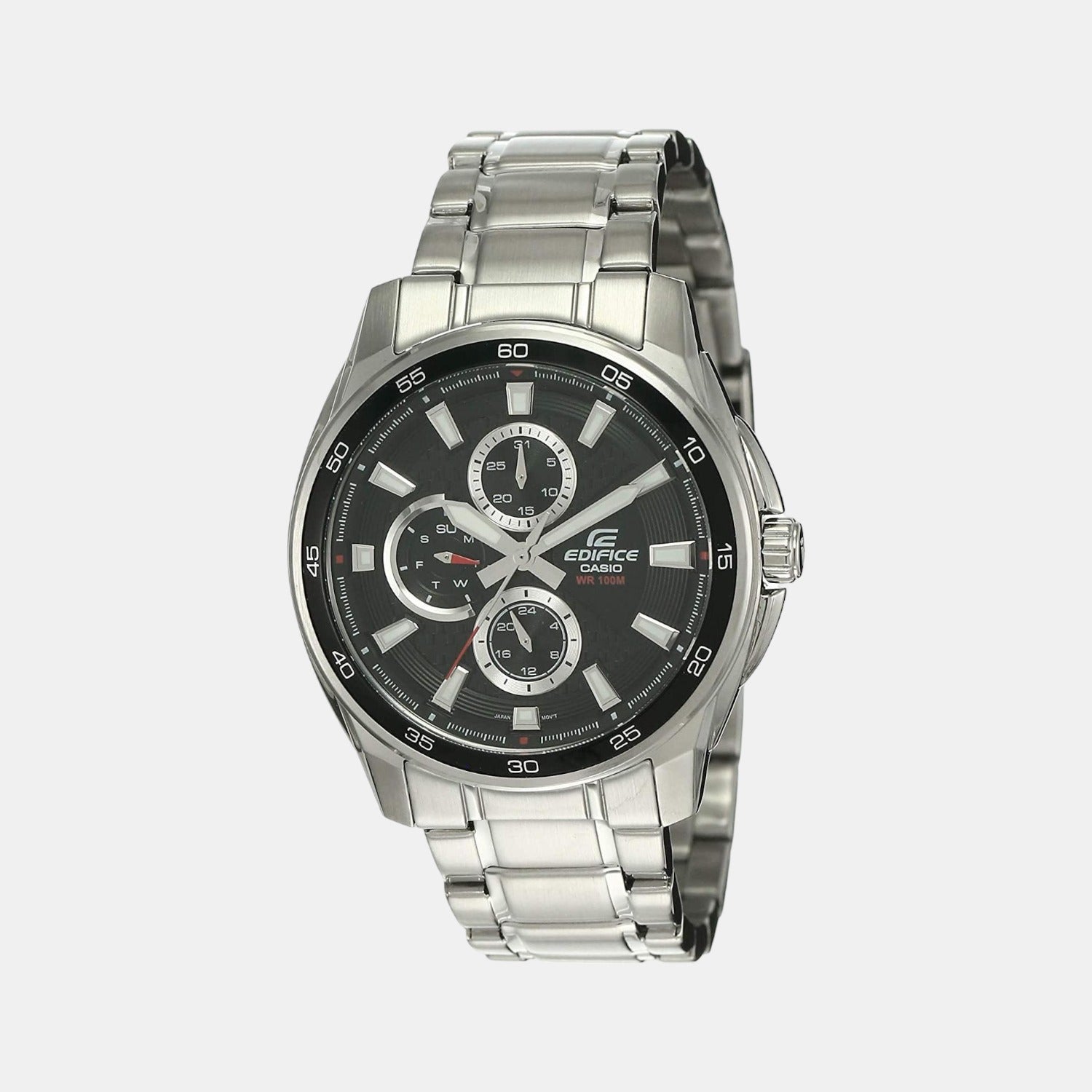 Edifice Men Quartz Black Dial Chronograph Stainless Steel Watch ED420