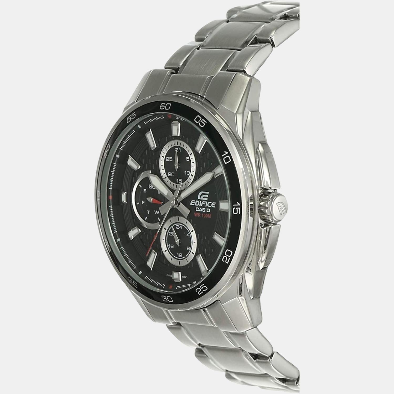 Edifice Men Quartz Black Dial Chronograph Stainless Steel Watch ED420