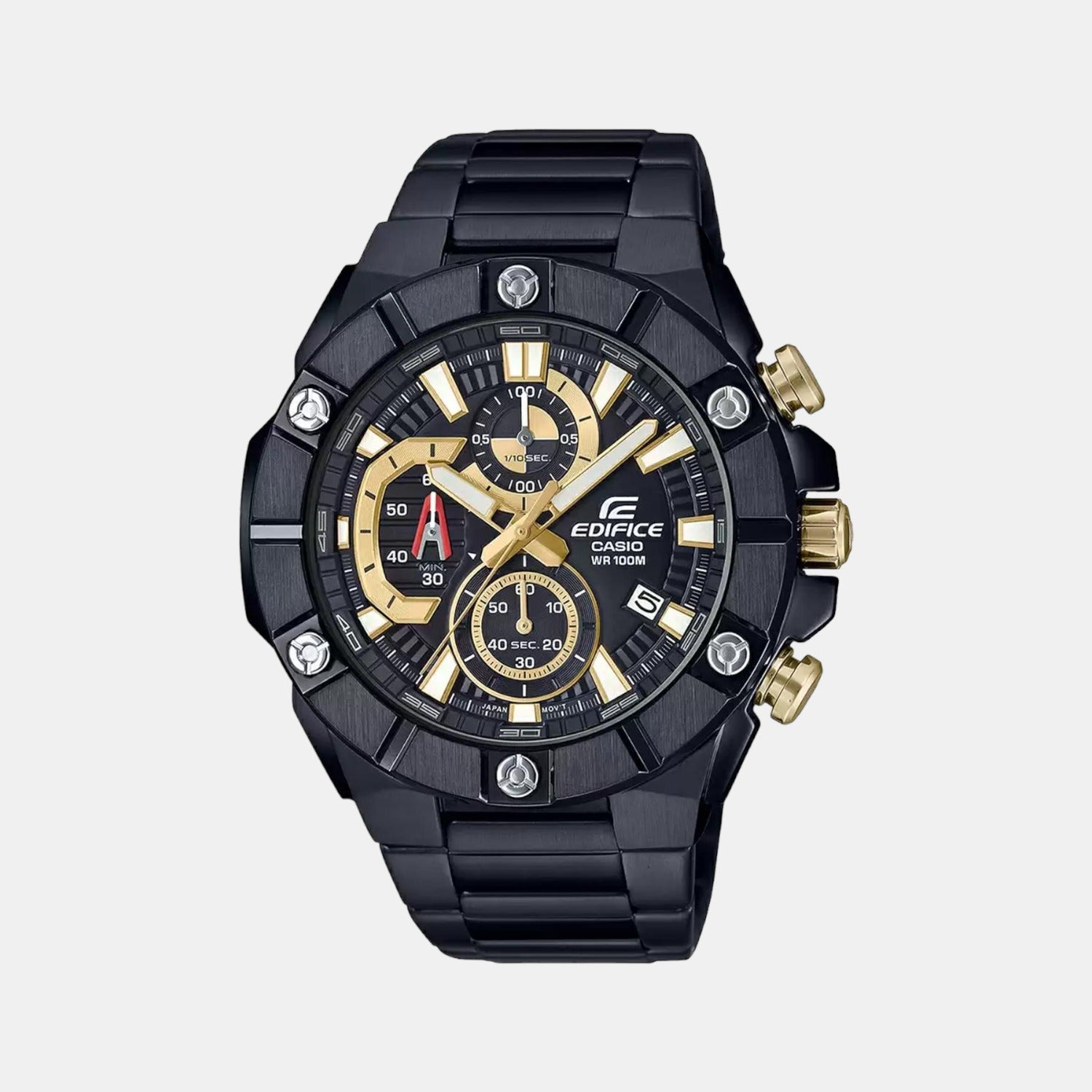 Edifice Men Quartz Black Dial Chronograph Stainless Steel Watch ED489