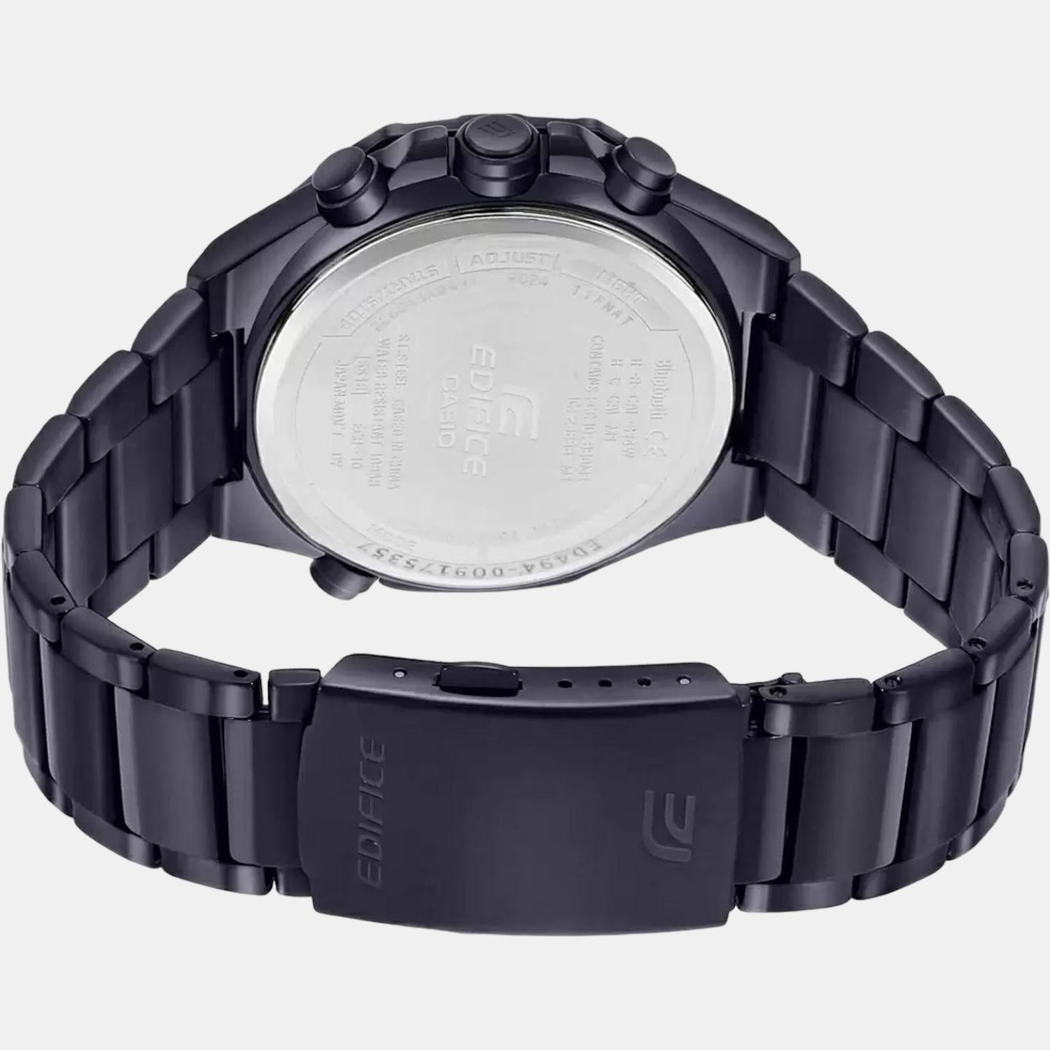 Edifice Men Quartz Black Dial Chronograph Stainless Steel Watch ED494