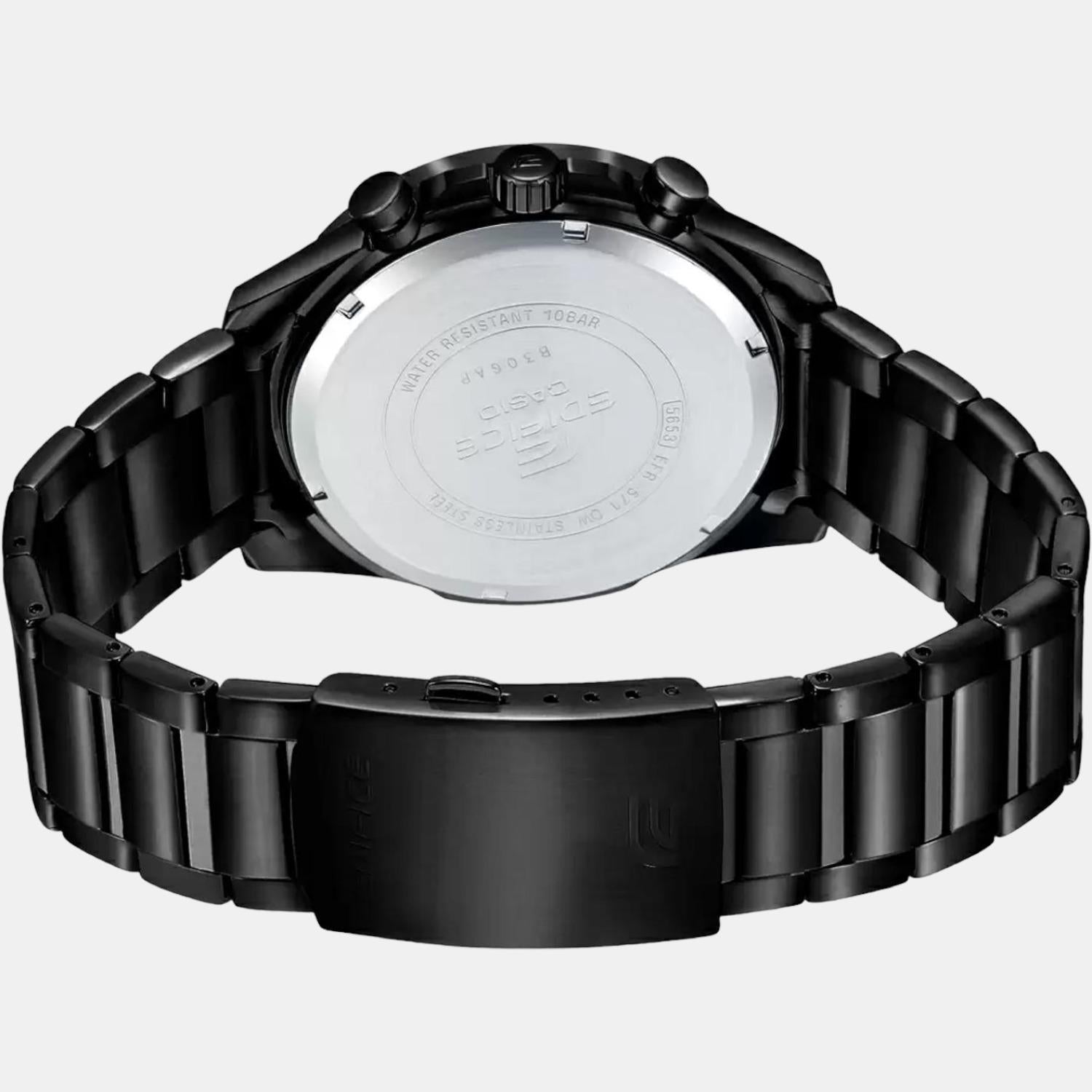Edifice Men Quartz Black Dial Chronograph Stainless Steel Watch ED517