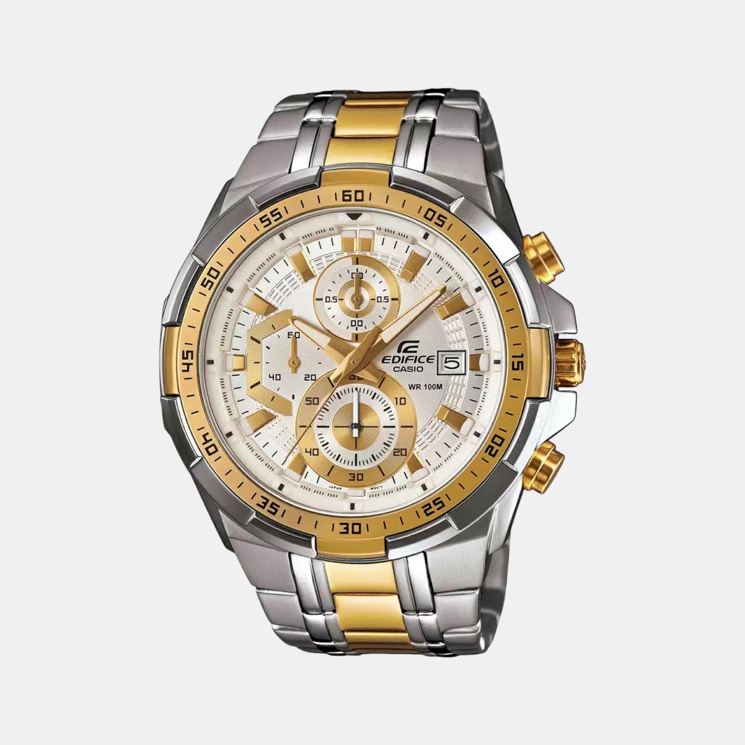 Edifice Men Quartz White Dial Chronograph Stainless Steel Watch EX189