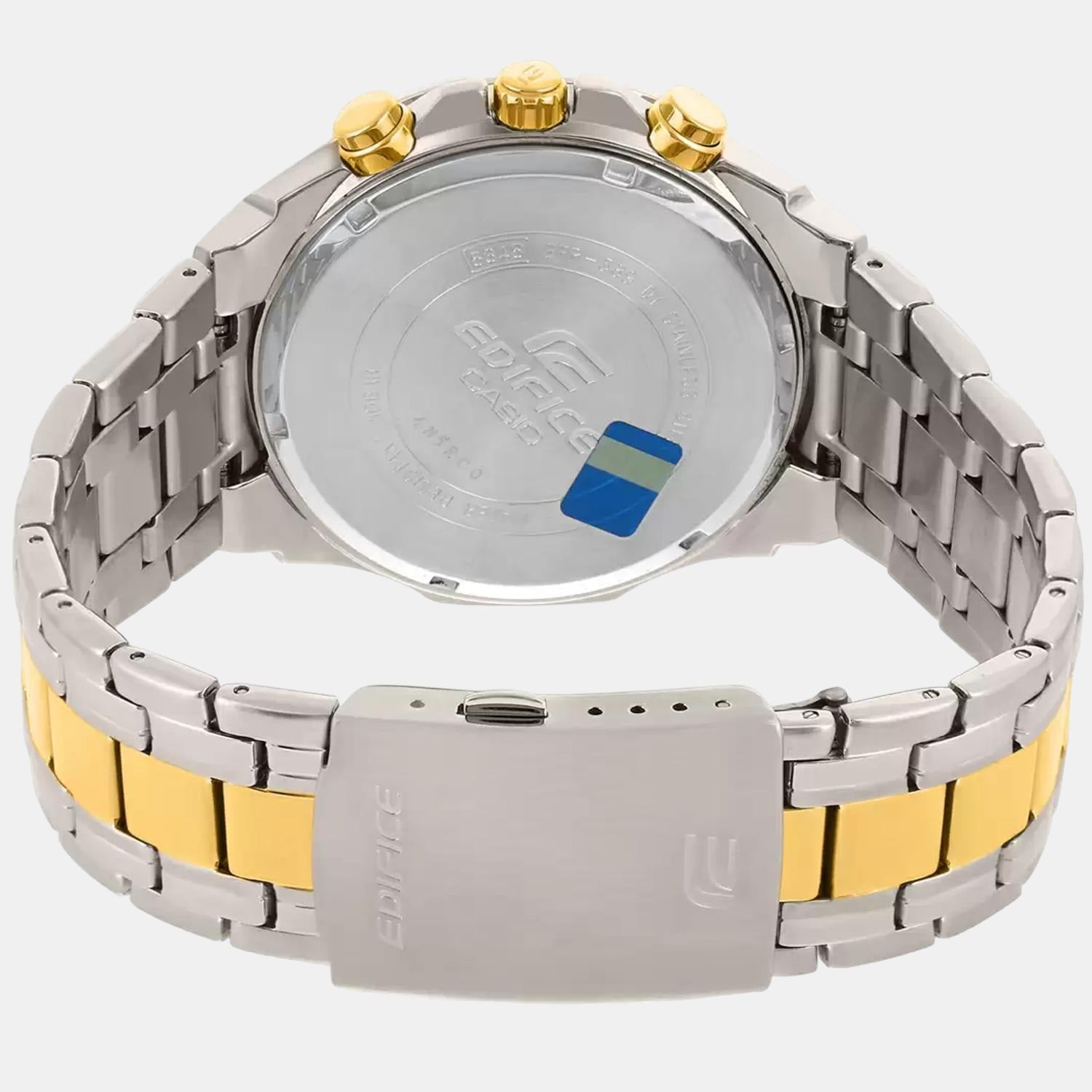 Edifice Men Quartz White Dial Chronograph Stainless Steel Watch EX189
