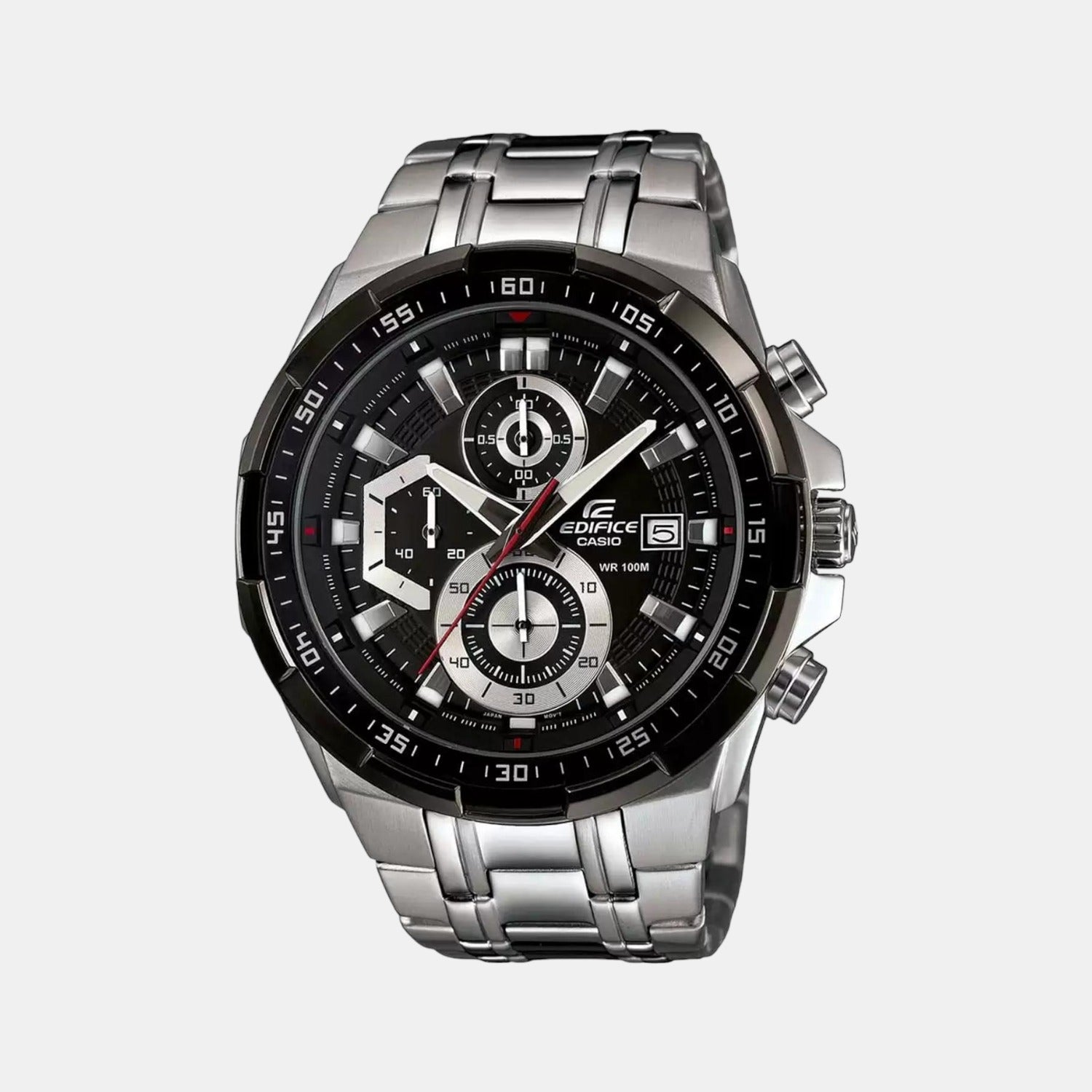 Edifice Men Quartz Black Dial Chronograph Stainless Steel Watch EX190