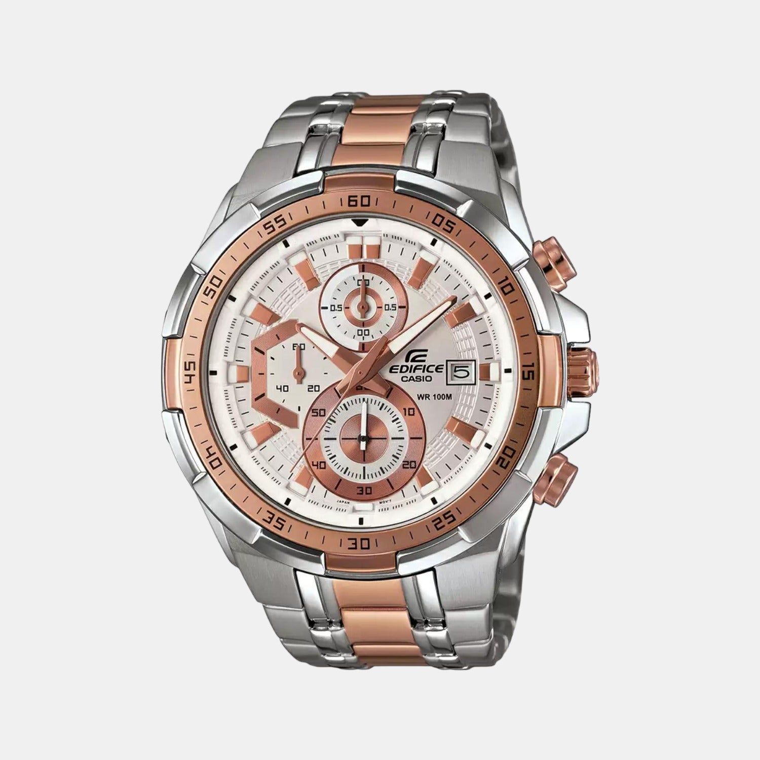 Edifice Men Quartz White Dial Chronograph Stainless Steel Watch EX222
