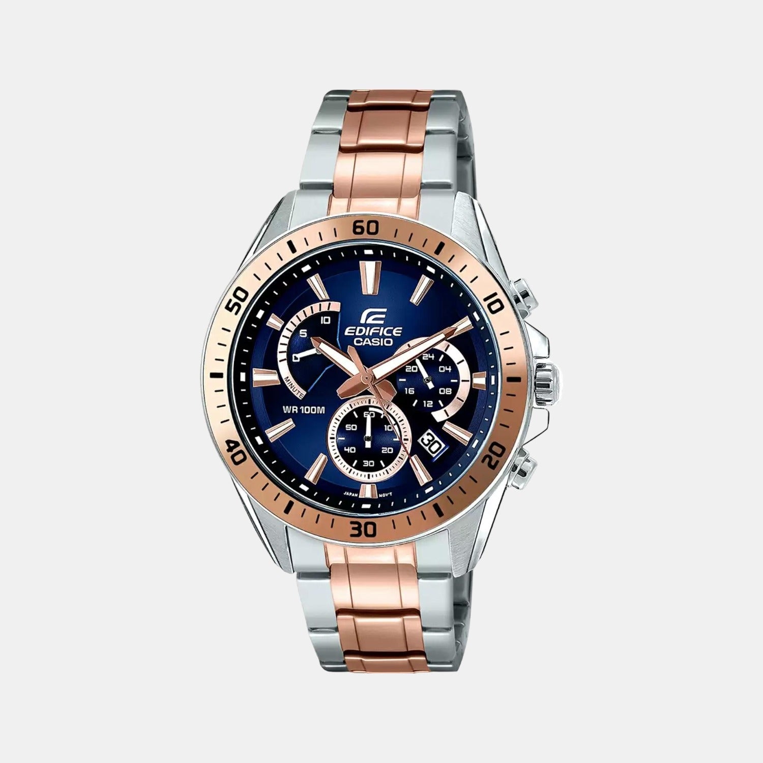Edifice Men Quartz Dual Tone Dial Chronograph Stainless Steel Watch EX277