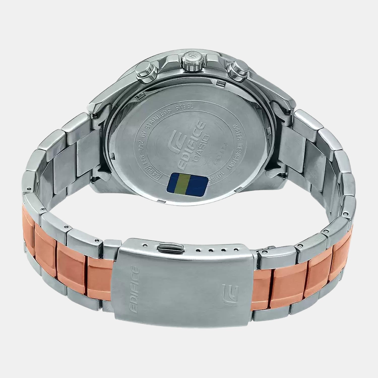 Edifice Men Quartz Dual Tone Dial Chronograph Stainless Steel Watch EX277