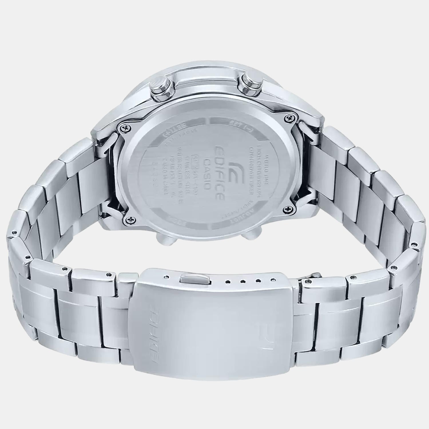 Edifice Men Quartz Black Dial Analog Stainless Steel Watch EX438