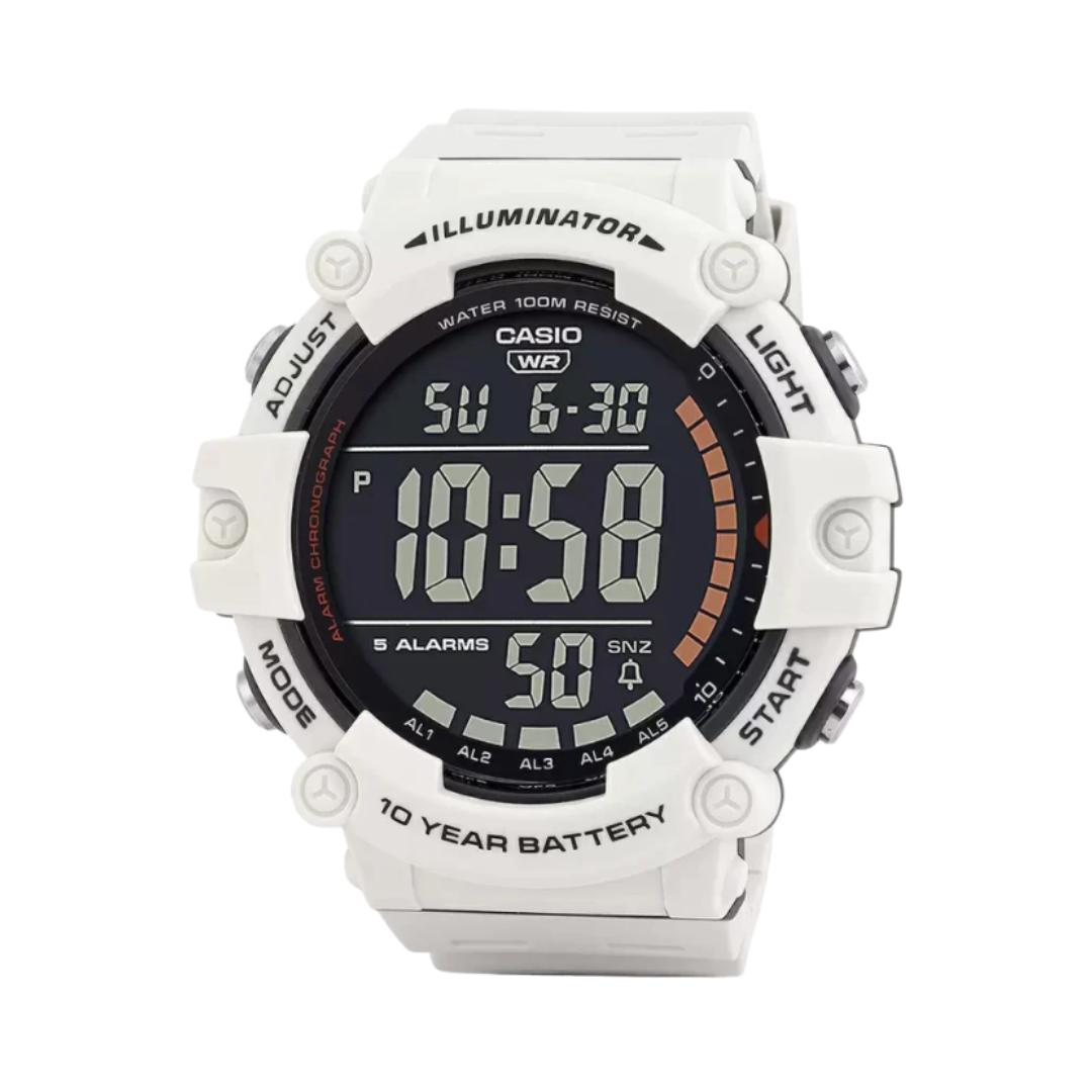 Casio AE-1500WH-8B2VDF D320 | Youth Unisex Quartz White Dial Digital Resin Watch