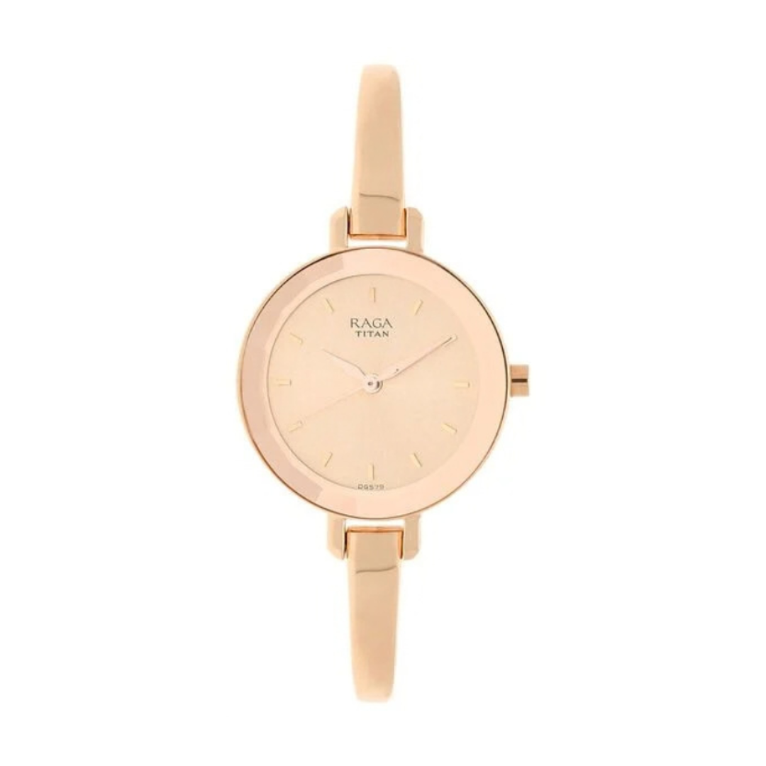Titan 25575WM01 | Titan Raga Viva Quartz Analog Rose Gold Round Dial Rose Gold Metal Strap Watch For Women