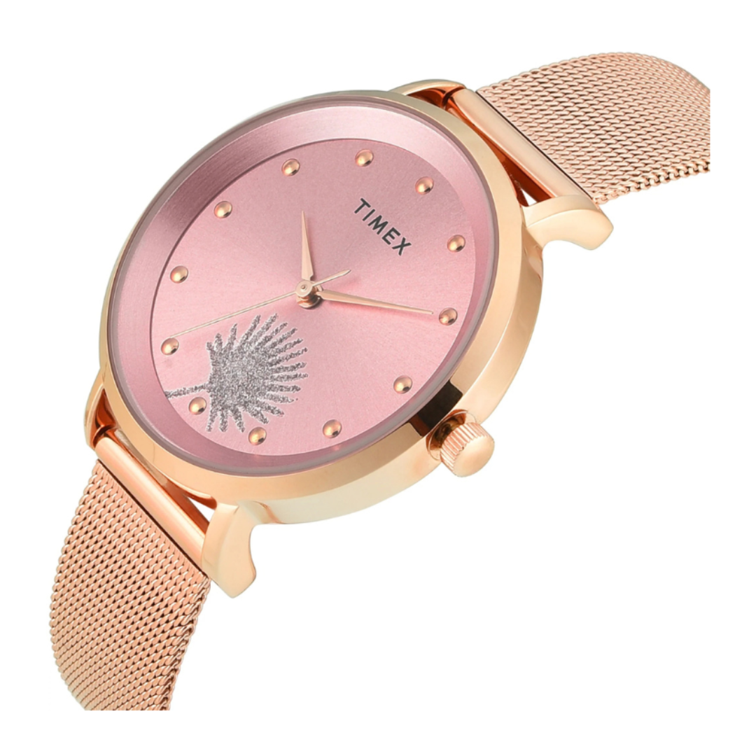 Timex TWEL12924 | Timex Trendline Round 36mm Pink Dial Analog Women Watch