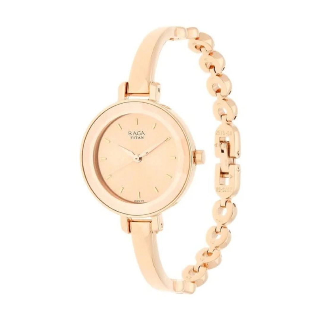 Titan 25575WM01 | Titan Raga Viva Quartz Analog Rose Gold Round Dial Rose Gold Metal Strap Watch For Women