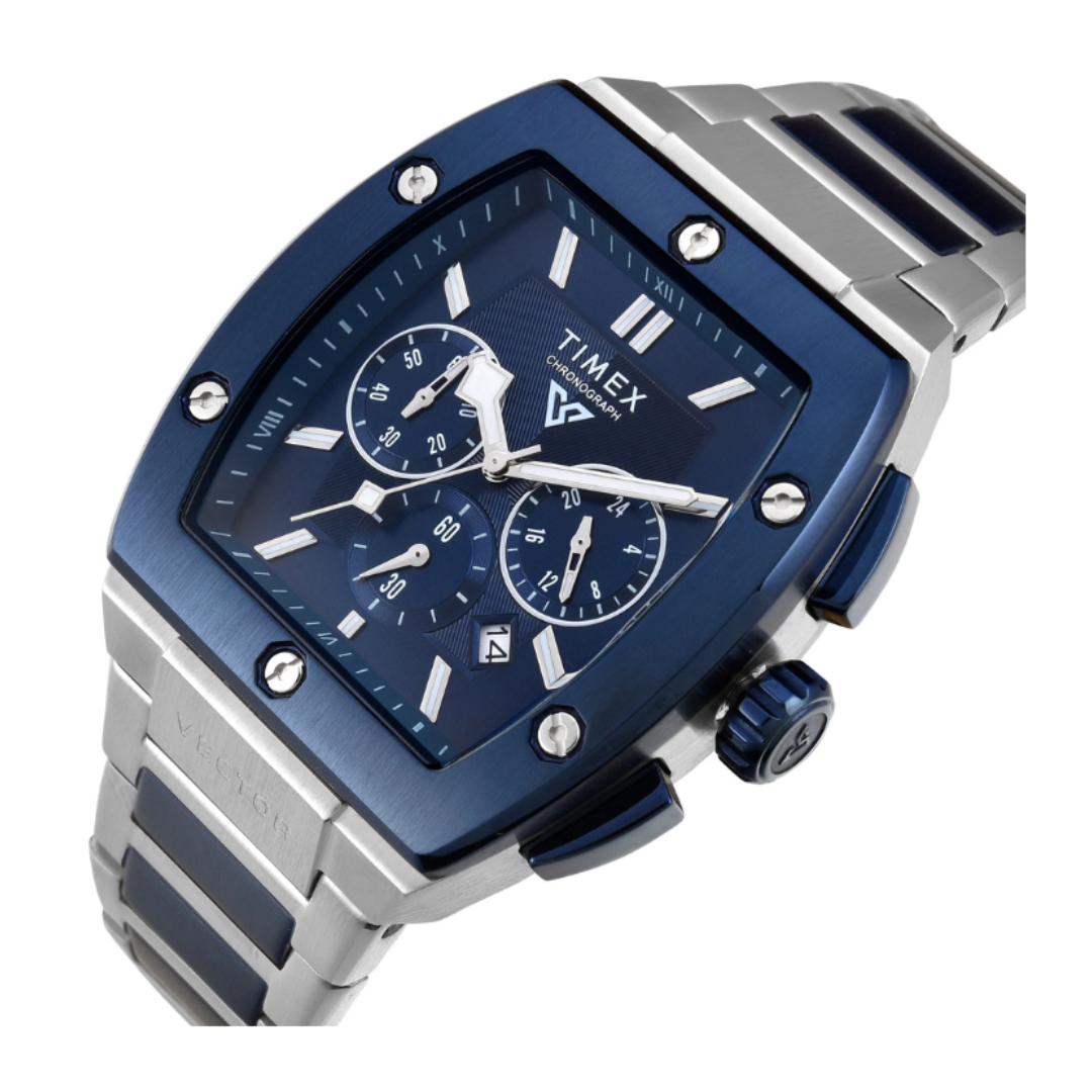 Timex TWEG26202 | TIMEX Vector Men Blue Rectangle Chronograph Dial Analog Watch