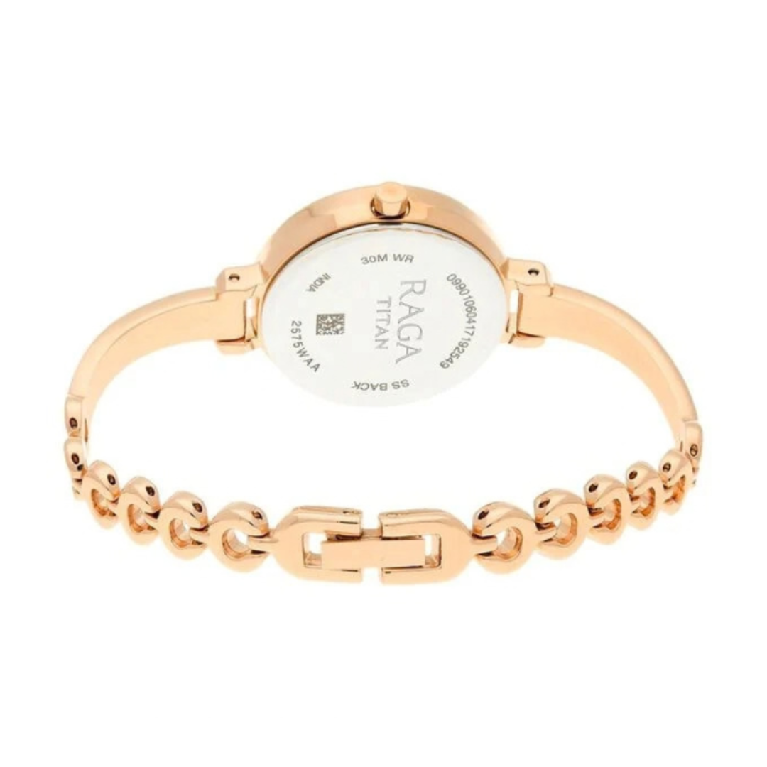 Titan 25575WM01 | Titan Raga Viva Quartz Analog Rose Gold Round Dial Rose Gold Metal Strap Watch For Women