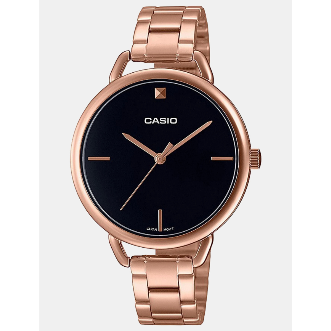 Casio LTP-E415PG-1CDF A1813 | Enticer Women Quartz Black Dial Analog Stainless Steel Watch