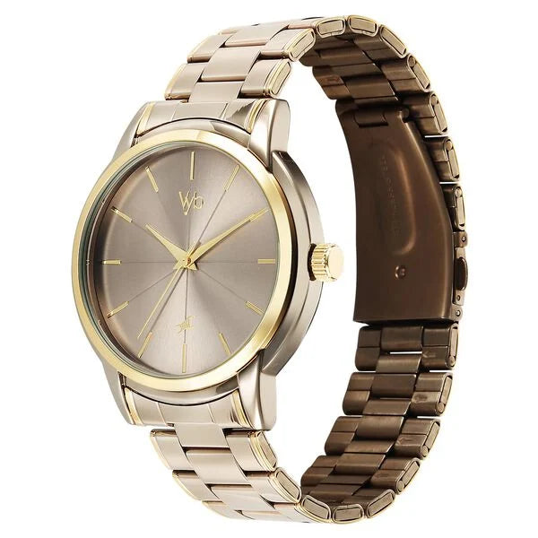 Fastrack FV30005KM03 | Fastrack Vyb Phantom Quartz Analog Khaki Dial Metal Strap Watch For Guys