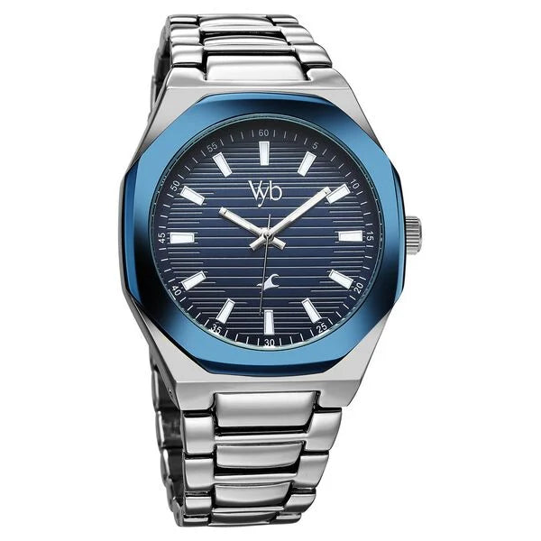 Fastrack FV30012KM02 | Fastrack Vyb Limitless Quartz Analog Blue Dial Silver Color Metal Strap Watch For Guys
