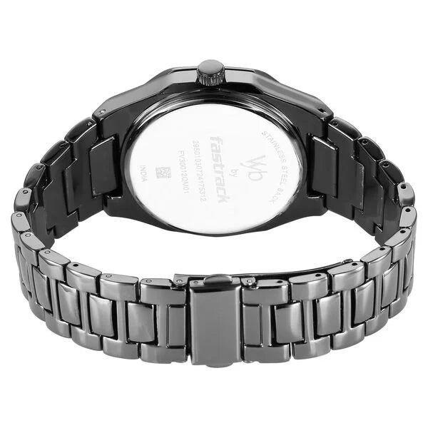 Fastrack FV30012QM01 | Fastrack Vyb Limitless Quartz Analog Blue Dial Grey Color Metal Strap Watch For Guys