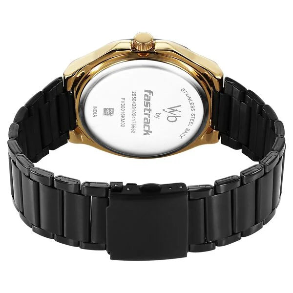 Fastrack FV30016KM02W | Fastrack Quartz Analog Black Dial Metal Strap Watch For Guys