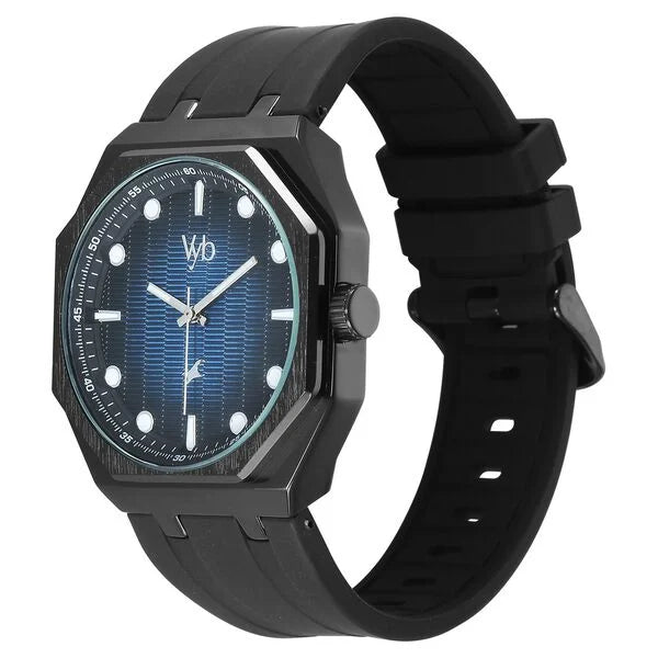Fastrack FV30017NP04W | Vyb Rebel By Fastrack Quartz Analog Multicoloured Dial Black Silicone Strap Watch For Guys