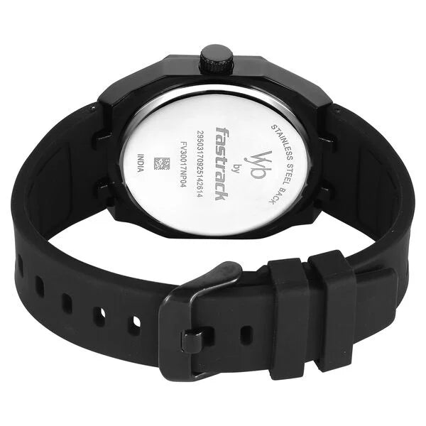 Fastrack FV30017NP04W | Vyb Rebel By Fastrack Quartz Analog Multicoloured Dial Black Silicone Strap Watch For Guys