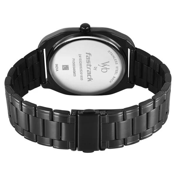 Fastrack FV30034KM03 | Vyb Aviator By Fastrack Quartz Analog Black Dial Two Toned Stainless Steel Strap Watch For Guys