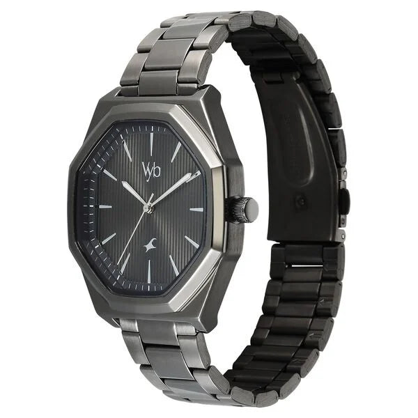 Fastrack FV30035QM01 | Vyb Maverick By Fastrack Quartz Analog Grey Dial Grey Stainless Steel Strap Watch For Guys