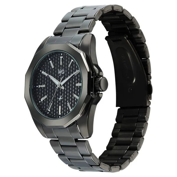 Fastrack FV30040QM01W | Vyb Challenger By Fastrack Quartz Analog Grey Dial Grey Stainless Steel Strap Watch For Guys