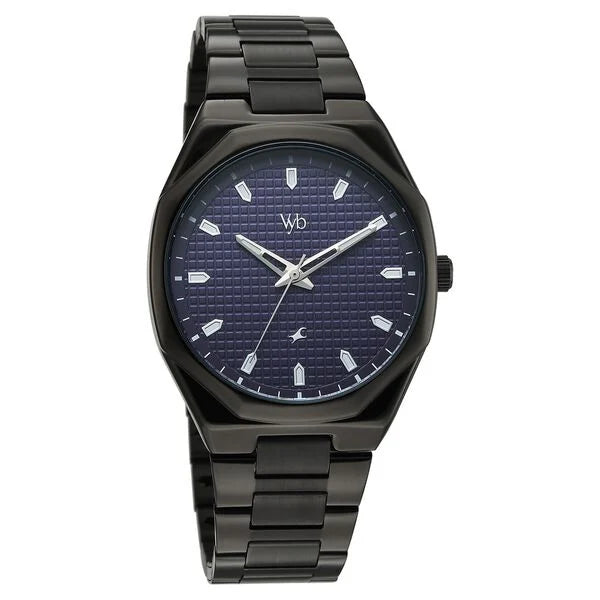 Fastrack FV30043NM01 | Vyb Nimbus By Fastrack Quartz Analog Purple Dial Black Metal Strap Watch For Guys
