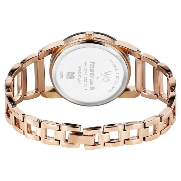 Fastrack FV60067WM01 | Vyb Striker By Fastrack Quartz Analog Rose Gold Dial Metal Strap Watch For Girls
