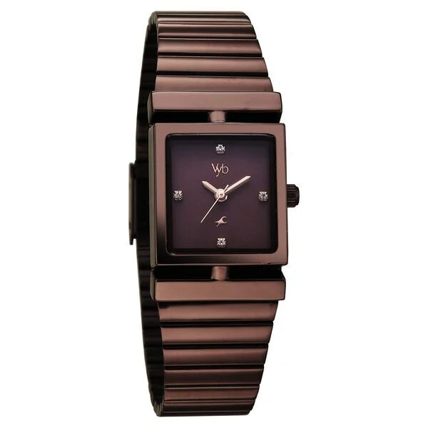 Fastrack FV60093QM01 | Vyb Showstopper By Fastrack Quartz Analog Brown Dial Brown Stainless Steel Strap Watch For Girls