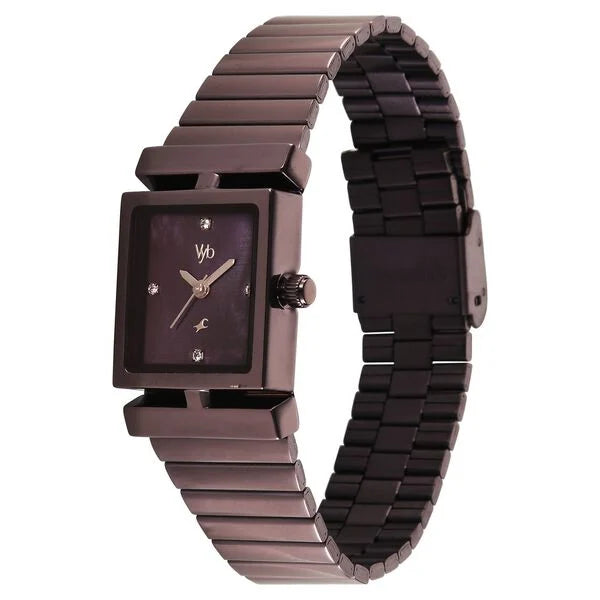Fastrack FV60093QM01 | Vyb Showstopper By Fastrack Quartz Analog Brown Dial Brown Stainless Steel Strap Watch For Girls