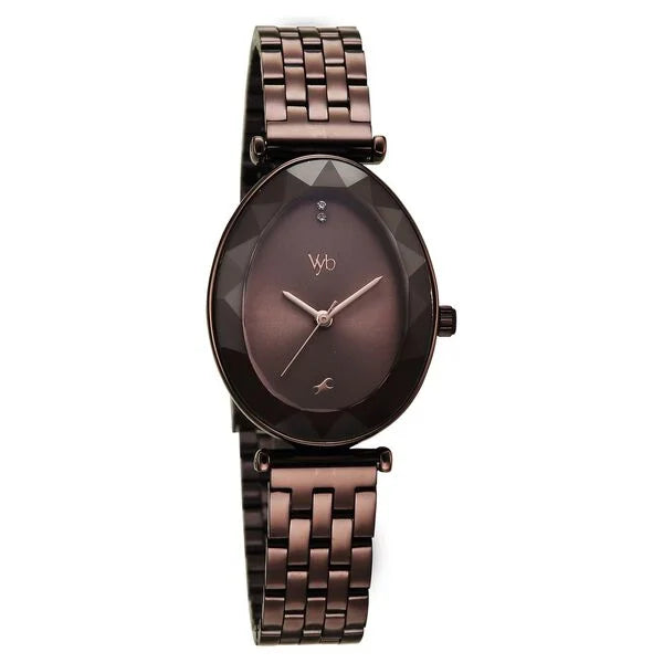 Fastrack FV60097QM01 | Vyb Prodigy By Fastrack Quartz Analog Brown Dial Brown Stainless Steel Strap Watch For Girls