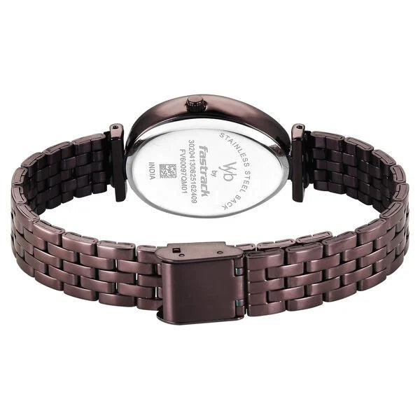 Fastrack FV60097QM01 | Vyb Prodigy By Fastrack Quartz Analog Brown Dial Brown Stainless Steel Strap Watch For Girls