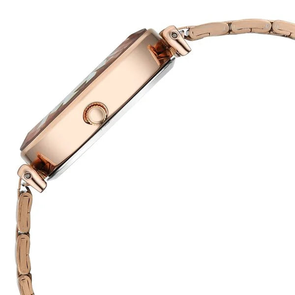 Fastrack FV60097WM02 | Vyb Prodigy By Fastrack Quartz Analog Green Dial Rose Gold Stainless Steel Strap Watch For Girls
