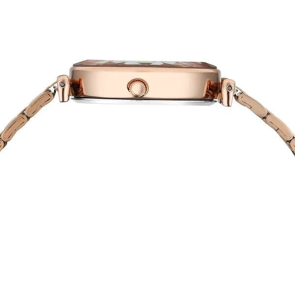Fastrack FV60097WM02 | Vyb Prodigy By Fastrack Quartz Analog Green Dial Rose Gold Stainless Steel Strap Watch For Girls