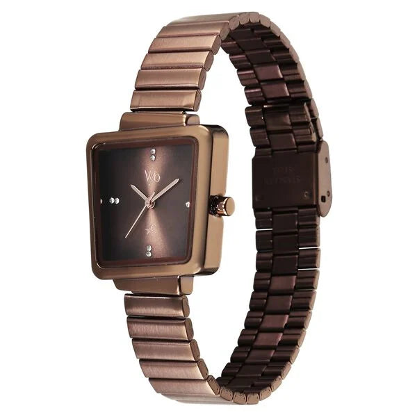 Fastrack FV60098QM01 | Vyb Striker By Fastrack Quartz Analog Brown Dial Brown Metal Strap Watch For Girls